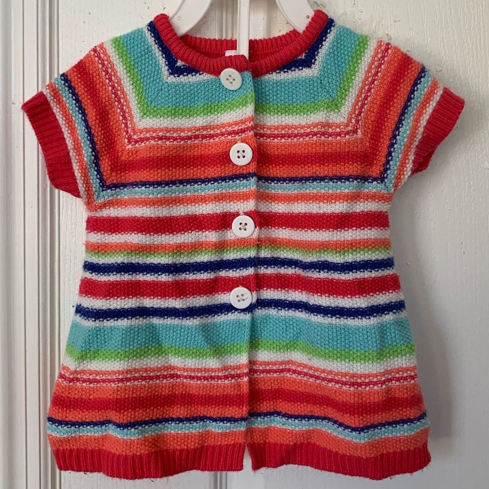 Infant Short-Sleeve Button-Up Cardigan, Size 12 months